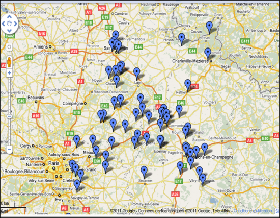 Plan des clubs de la région